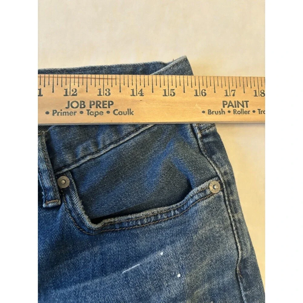 Uniqlo Jeans Mens 33x30 Kaihara Slim Straight Blue Denim Pants Medium Wash - Picture 11 of 13